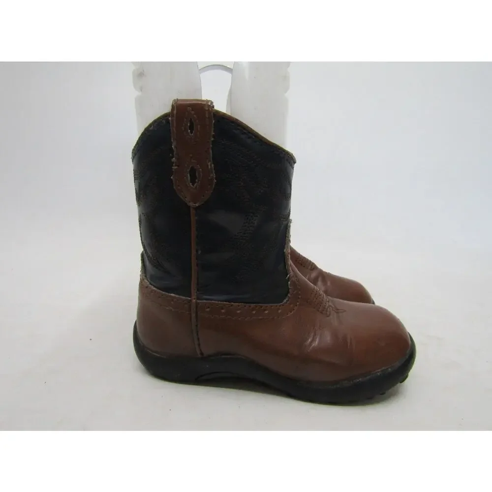 Roper Brand Toddler Size 7 M Brown Black Zip Cowboy Western Boots